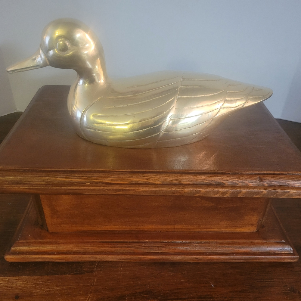 Brass Duck Wood Bedside Jewerly Box